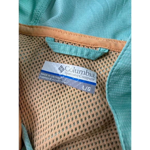 Columbia PFG Women's Tamiami Colorblock Half Snap Pullover Hooded Windbreaker L - Picture 11 of 14